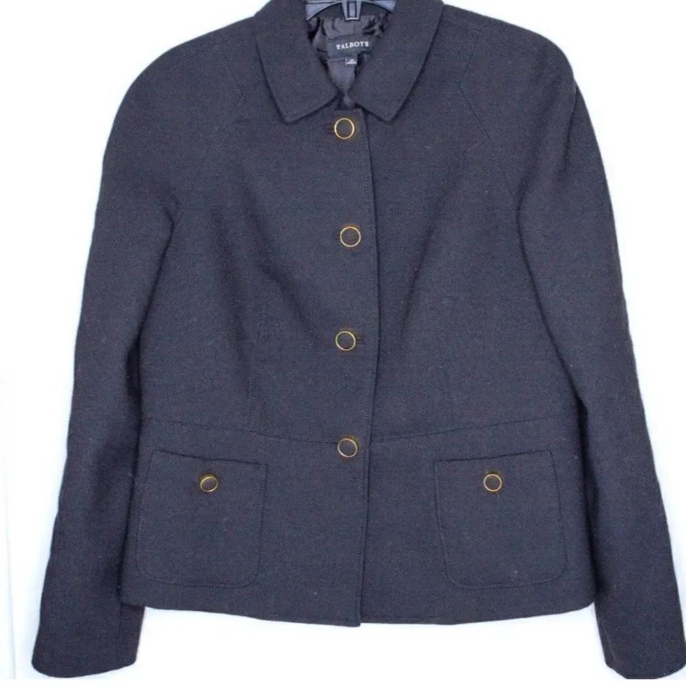 TALBOTS Wool Blend Gold Button Accent Blazer EUC